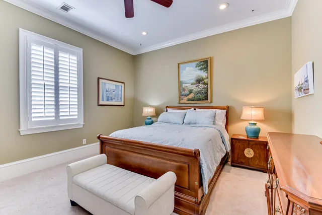 Guest bedroom with wood furnishings